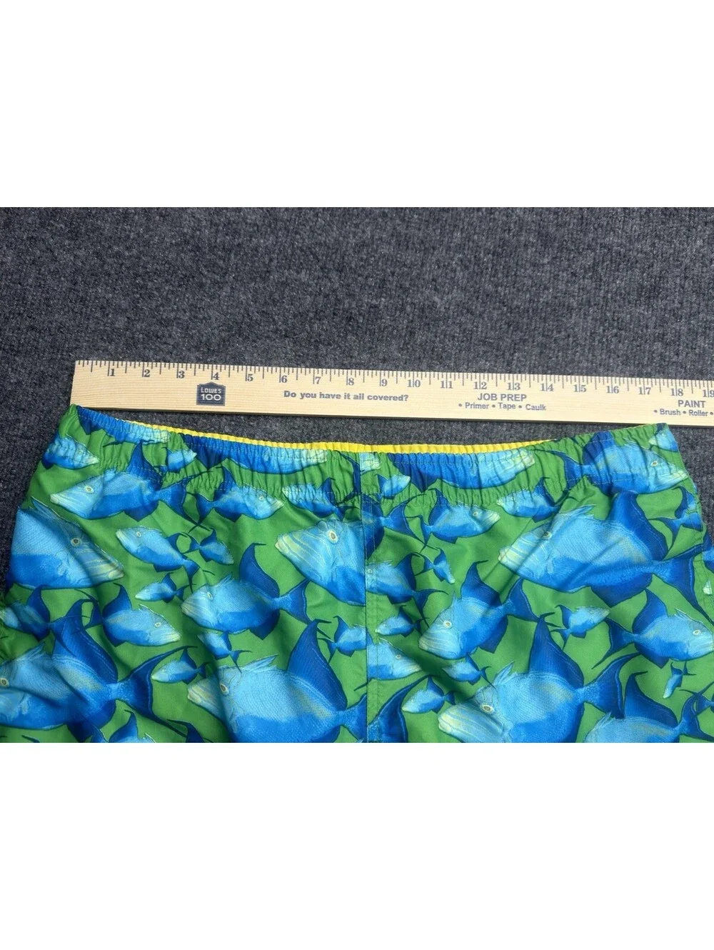Y2K Polo Sport Ralph Lauren Fish Print Swim Trunks Men’s M Green Blue Resort